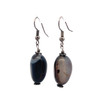 Natural Chalcedony Black Tumble Plain 18x13x10mm Dangle Gemstone Earrings