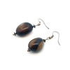 Natural Chalcedony Black Tumble 22x16x13mm Plain Dangle Gemstone Earrings