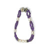 Amethyst Natural 3mm Ball with Pearl Button Gemstone Bracelet