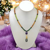 Spessartite Natural, Peridot, Tsavorite, Black Tourmaline, and Amethyst Necklace