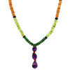 Spessartite Garnet Natural, Amethyst, Peridot, and Tsavorite Necklace | Gemstone Jewelry | 17 Inch | Birthstone Jewelry