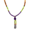 Spessartite Garnet Natural, Peridot, Amethyst, and Tanzanite Necklace | Gemstone Jewelry | 17 Inch | Birthstone Jewelry
