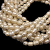 Freshwater Pearl 12x10mm Ringed Smooth Cut Bridal White Color 15.5 inch Strand June Birthstone