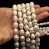 Freshwater Pearl 12x10mm Ringed Smooth Cut Bridal White Color 15.5 inch Strand June Birthstone