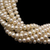 Freshwater Pearl 7.50mm Button Smooth Cut White Color 15.8 inch Strand June Birthstone