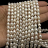 Freshwater Pearl Strand 7x5mm Drop & Button Smooth Cut White Color 15 inch Pearl Birthstone