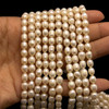 Freshwater Pearl 7x5mm Button/Drop Smooth Cut Cold White Color 15 inch Strand