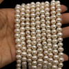 Freshwater Pearl 7x6mm Smooth Button Ringed Cut Cream Color 15.3 Inch Necklace Strand