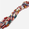 Jasper Semiprecious 25x12 mm Hexagon Tube Plain Cut Multi Color Beads