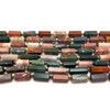 Jasper Semiprecious 25x12 mm Hexagon Tube Plain Cut Multi Color Loose Gemstone Beads