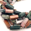 Jasper Semiprecious 25x12 mm Hexagon Tube Plain Cut Multi Color Loose Gemstone Beads