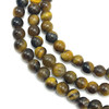 Tiger's Eye Natural Gemstone 5mm Ball Plain Cut VS Clarity Yellow Color Beads Strand