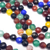 Carnelian Natural Gemstone 10mm Ball Facet Cut VS Clarity Multi Color Beads Strand