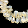 Chalcedony Gemstone 13x7-19x11mm Drop Facet Cut VS Clarity White Color Beads Strand