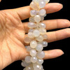 Chalcedony Gemstone 13x7-19x11mm Drop Facet Cut VS Clarity White Color Beads Strand