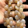 Chalcedony Gemstone 11x9-15x15mm Pear Facet Cut VS Clarity White Color Beads Strand