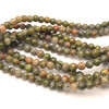 Natural Unakite Gemstone Ball 4mm Plain Smooth Cut Beads | VS Clarity Multi Green Color | Jewelry Making Strand