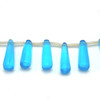 Glass Beads Strand 26x9-26x7 mm Round Tear Drop Plain Cut VS Clarity Blue Color Birthstone Jewelry Making