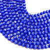 Glass Beads Strand 6.00 mm Round Facet Cut VVS2 Clarity Navy Blue Color Birthstone Jewelry Making