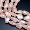 Rose Quartz Beads Strand 24x17-21x13 mm Tumble Plain Cut SI Clarity Crepe Pink Color Birthstone Jewelry Making