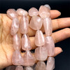 Rose Quartz Beads Strand 24x17-21x13 mm Tumble Plain Cut SI Clarity Crepe Pink Color Birthstone Jewelry Making