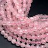 Rose Quartz Beads Strand 8.00 mm Round Facet Cut VS Clarity Crepe Pink Color Birthstone Jewelry Making
