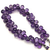 Natural African Amethyst Briolette Faceted Drop Beads | 10x8mm | 69 Pcs 265 Carats | Grape Purple | VVS Clarity | 8.5 Inch Loose Gemstone Strand