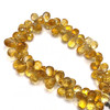 Natural Citrine Gemstone Beads | 8x6–9x6mm Drop Briolette Cut 74 Pcs 131 Carats | Amber Yellow VVS1 Clarity | 7.4 inch November Birthstone Faceted Strand Jewelry Making