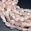 Rose Quartz Beads Strand 24x12-14x9 mm Tumble Plain Cut SI Clarity Baby Rose Pink Color Birthstone Jewelry Making