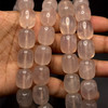 Rose Quartz Beads Strand 16x13.5 mm Balloon Plain Cut SI Clarity Pale Pink Color Birthstone Jewelry Making