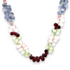 Natural Prehnite Rose Quartz Smoky Quartz Iolite & Garnet Beaded Necklace