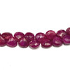 Natural Ruby 7mm Heart Briolette Facet Cut VVS Clarity Scarlet Color Drilled Gemstone Beads
