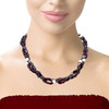 Handmade Natural 15.2 Inch Garnet Plain Tube 7x5 mm & Agate Round Gemstone Beaded Necklace