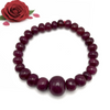 Natural Ruby Bracelet | 7–15mm Smooth Rondelle Beads 27 Pcs 157 Carats | Burgundy Red VVS Clarity | Adjustable Gemstone Jewelry