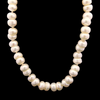 Spiritual-Inspired Pearl Necklace Handmade 19.2 Inch with 9mm White Ringed Button 70 Pieces Necklace for Her