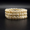 Freshwater Pearl White Button Bracelet Smooth Graceful Timeless June Birthstone Jewelry with Calming Emotional Benefits