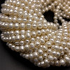 Freshwater Pearl Cool White Button Ringed VVS Clarity 7x6mm 64 Pcs Strand Radiating Calm and Natural Beauty
