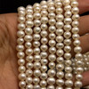 Freshwater Pearl Cream Color Button Ringed VVS2 Clarity 7x6mm 67 Pcs Strand Smooth Lustrous Healing Energy
