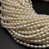 Freshwater Pearl Cool White Color Drop Oval VVS Clarity 7x5mm 59 Pcs Strand Offering Purity and Soft Feminine Calm