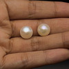 Freshwater Pearl 10.60mm Button/Rondelle Plain Smooth 2 Piece 12.22 Carats VVS2 Clarity Cream Color Drilled Pearly Luster Jewelry Making June Birthstone