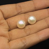 Freshwater Pearl 9.80mm Button/Rondelle Plain Smooth 2 Piece 10.80 Carats VVS2 Clarity White Color Drilled Pearly Luster Jewelry Making June Birthstone