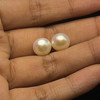 Freshwater Pearl 9.70mm Button/Rondelle Plain Smooth 2 Piece 10.61 Carats VS Clarity White Color Drilled Pearly Luster Jewelry Making June Birthstone