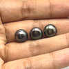 Freshwater Pearl 9.40mm Button/Rondelle Plain Smooth 3 Piece 14.89 Carats VVS2 Clarity Grey Color Drilled Pearly Luster Jewelry Making June Birthstone