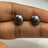 Freshwater Pearl 9.40mm Button/Rondelle Plain Smooth 2 Piece 9.83 Carats VVS2 Clarity Grey Color Drilled Pearly Luster Jewelry Making June Birthstone