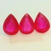 Natural Ruby Gemstone | Pear Facet Cut 4 Carat VVS Clarity 3 Pcs Glass Filled Carmine Red Color 8x6mm Loose Stones | July Birthstone