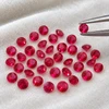 Natural Burma Ruby Gemstone | Round 1.70mm Diamond Cut 0.82 Carat FL Clarity 34 Pcs Pigeon Blood Red Color Loose Stones | July Birthstone