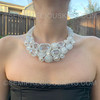 Snow White 20" Unique Handmade Choker Necklace Embed With Bright Passion Pearls & Ornate Beads