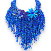 Handmade Waterfall Necklace Royal Blue 18" Unique Tassels Bib Jewelry