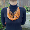 Handmade Waterfall Necklace 19" Orange Layered Beads Jewelry