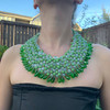 Stunning Handmade Necklace 20" Faceted Green Beads Drops Gala Cluster Choker